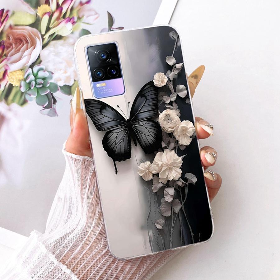 For Vivo V21E V 21 E V2061 V2055 Case Soft Silicone TPU Protective Butterfly Phone Case For VivoY73 2021 V21 E 4G 5G Cover Coque