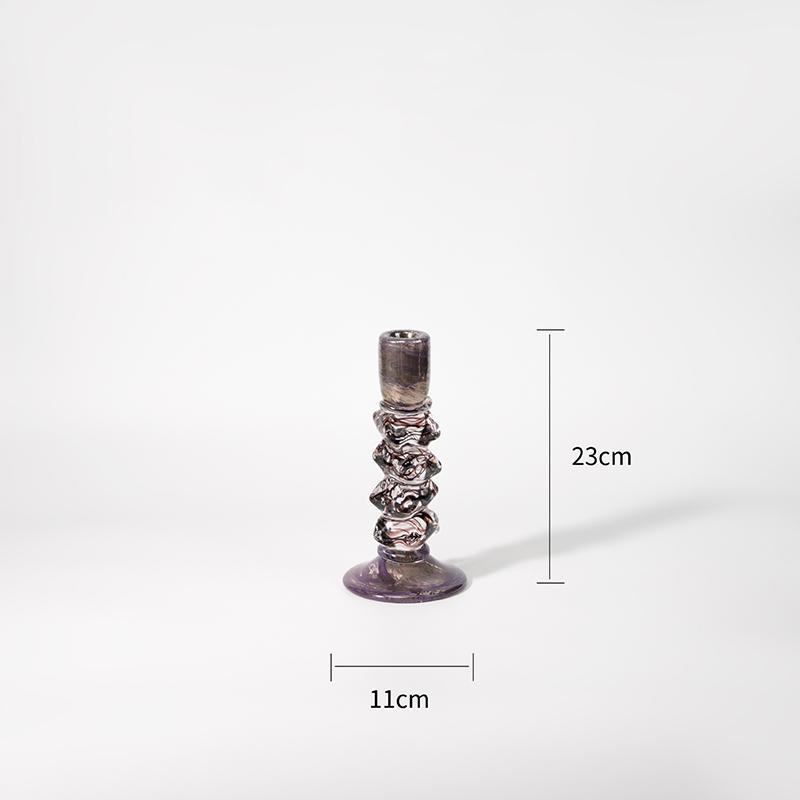 

Romantic Purple Glass Candle Holder Ornaments Handicraft Candlestick Desk Decoration Wax Melt Burner Home Aroma Container