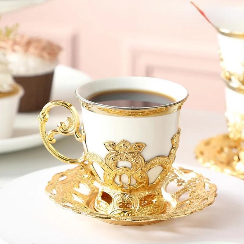1 sada Nízký šálek v evropském stylu zlatý okraj set šálek šest šálků šest pokovených šálků kávy sada dárková krabička