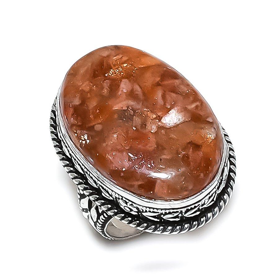 Natural Strawberry Quartz Handmade 925 Sterling Silver Ring Size 6.5 V7p14