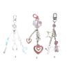 Handmade Beaded Keychain Sweet Bowknot Heart Pendant Keyring Fashion Phone Chain for Women Bag Charm Aesthetic Jewelry