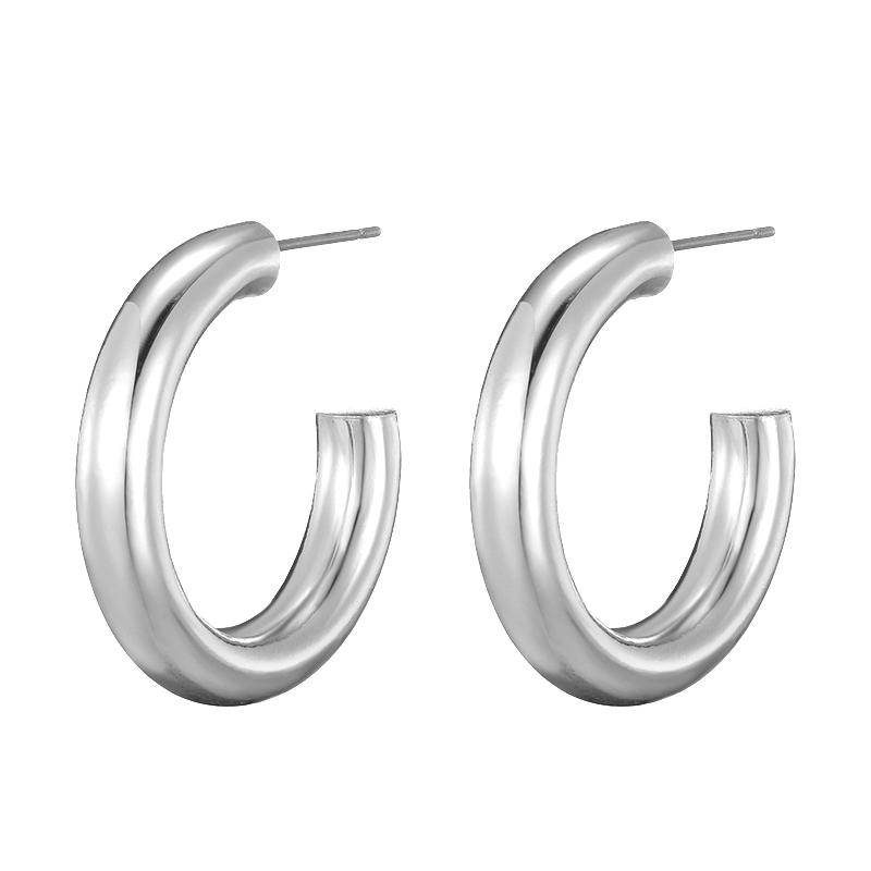 

Classic Glossy Round C Shape 30mm Hoop Earrings Women Gold Copper Color Stainless Steel Needle Stud Zircon Daily Wear Earrings медный