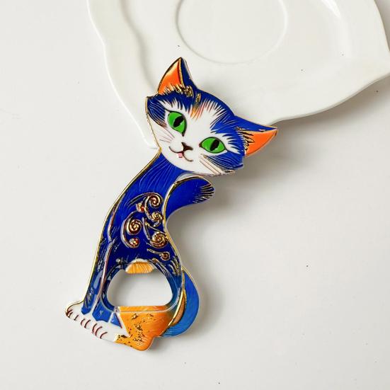 Handheld Bottle Opener Cat Fridge Magnet, Vintage Cartoon Kitten Decorative Opening Tool Magnetic for Home Bars and Kitchen Office Magnet