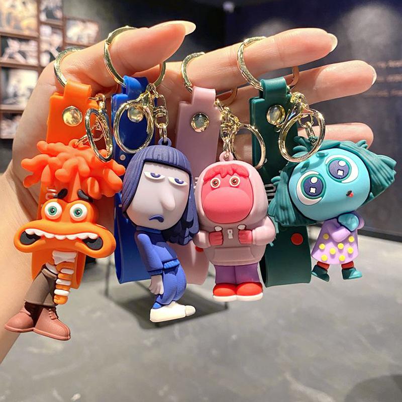 Anime Inside Out 2 Keychain Cartoon Cute Joy Sadness Anger Fear Doll Figure Keyring Schoolbag Lanyards Pendent Christmas Gift