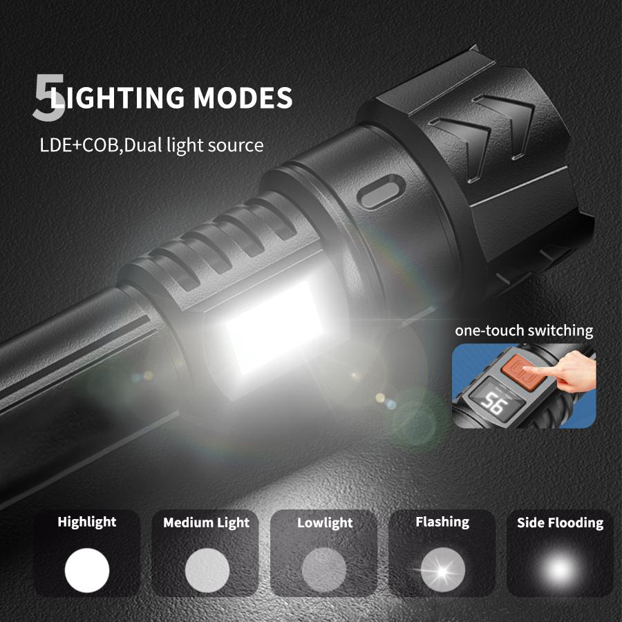 High-power White Laser LED Flashlight Ultra Strong Light Tactical Flashlight Outdoor Waterproof Searchlight Camping Torch