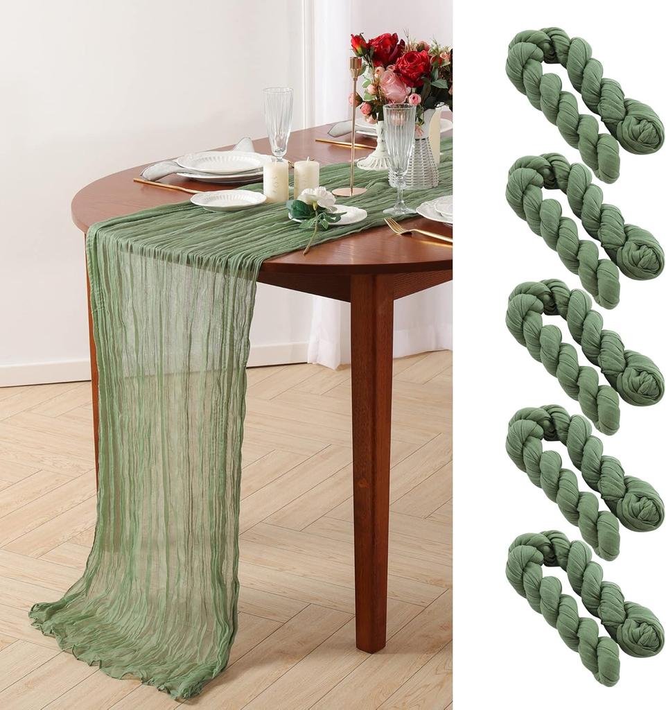 5 Stück Käsetuch Tischläufer, Rustikaler Läufer Gaze Boho Hochzeitsdeko Romantischer Tischläufer für Hochzeits- Geburtstagsfeier Dekoration