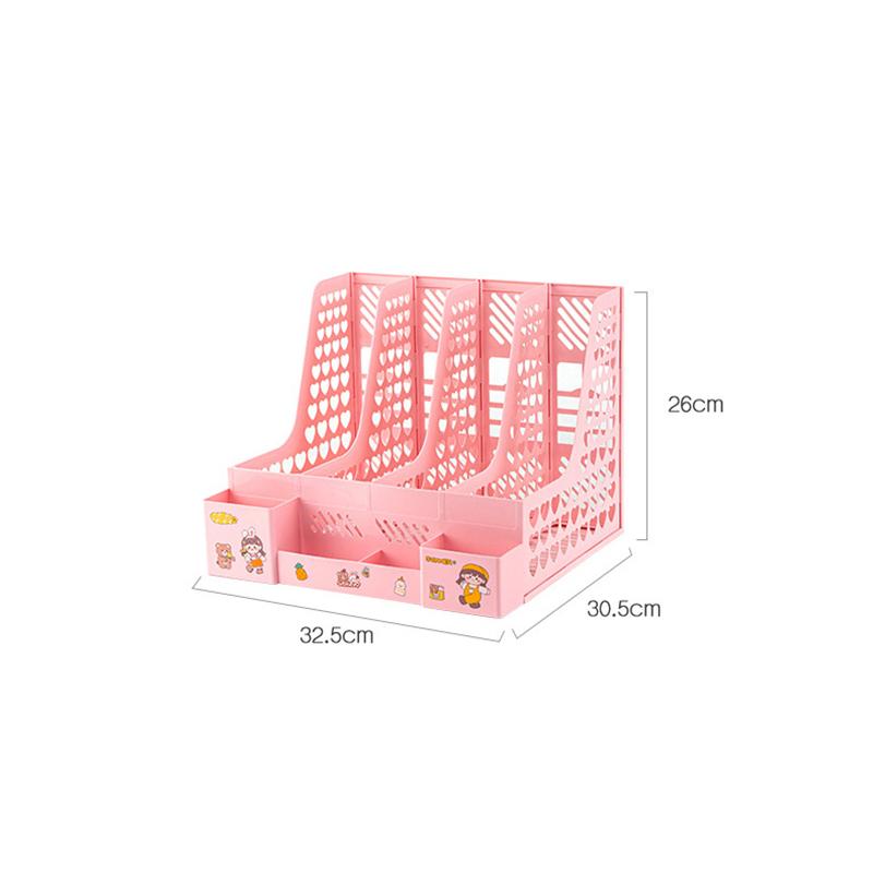 Büyük Kapasiteli Klasör Saklama Kutusu Dosya Rafı Kalemlikli Masaüstü Çok Katmanlı Raf Ofis Düzenleyici Dosya Rafı Ev Kitaplığı