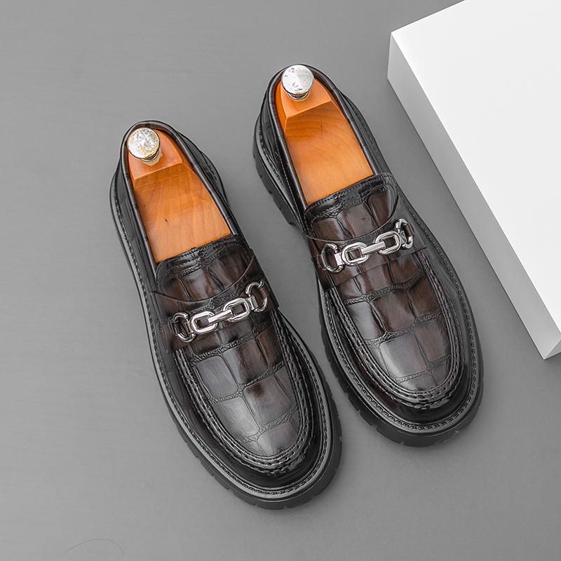 

Модная мужская обувь на толстой подошве, кожаные туфли, деловые формальные лоферы, повседневная обувь, классическая, удобная, модная, роскошная, для свиданий, вечеринок, для вождения 46 красный