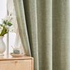 Ruffle Semi-Sheer Curtains, Plain Faux Linen Textured Vintage American Farmhouse Curtain Set for Living Room, Bedroom, Study