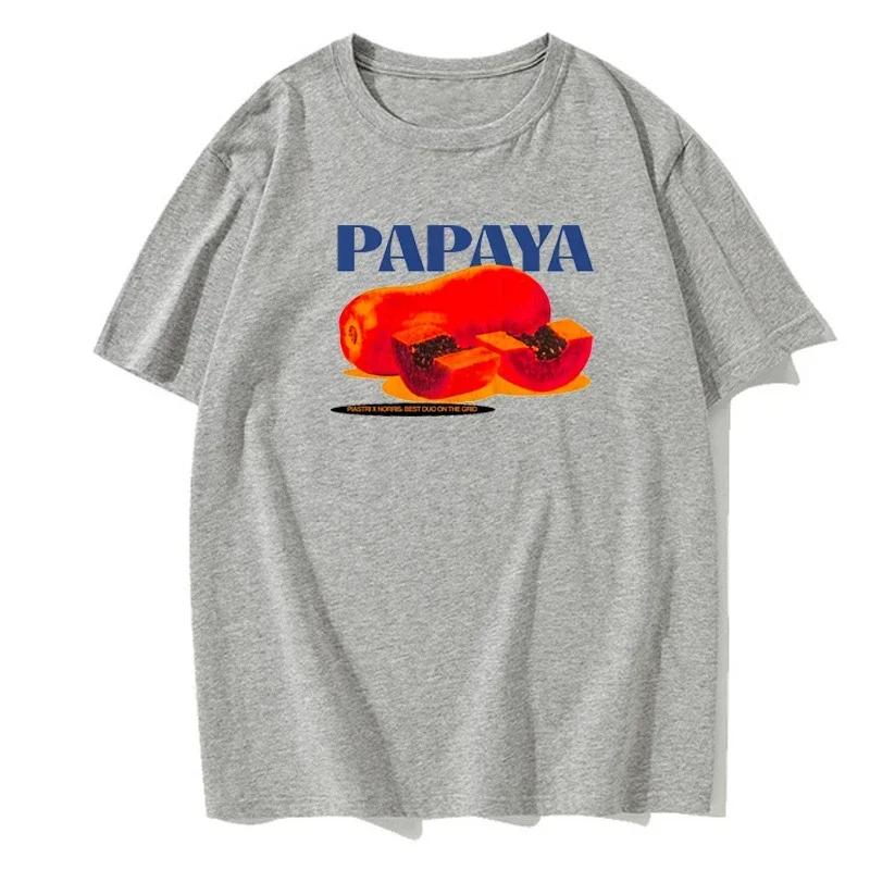 Summer Men's T-shirt Fruit Papaya Print Casual Fashion Simple T-shirt Round Neck Cotton European Size Men's Summer All-match Top