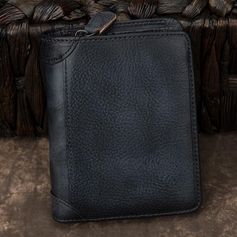 Men's European and American Wallet Short Leather Cowhide Vertical Wallet Driver's License Multifunctional Retro Men's Card Bag Integrated
