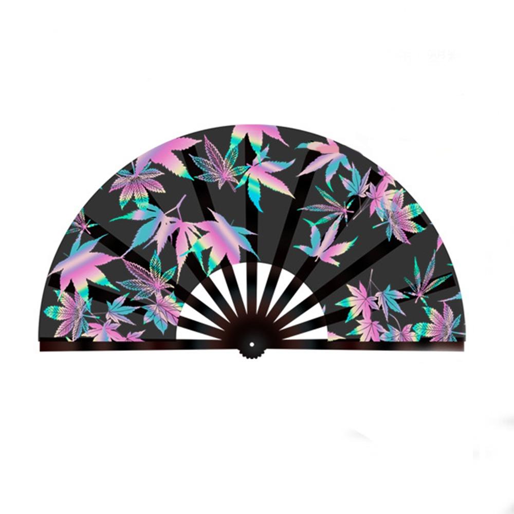 27/33cm Folding Hand Large Disco Fan Popping Clack Handheld Light Up Fans Large Clacking UV Glow Fans Performance Wedding Party
