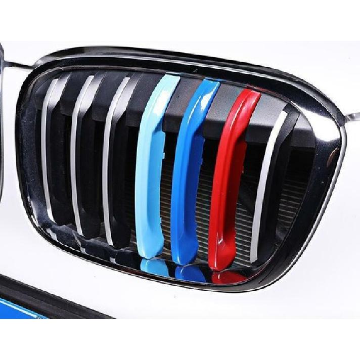 For BMW X1 2016- F48 3 Colors Front Center Mesh Grille Grill Strip Trim 3Pc