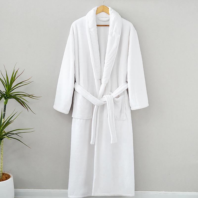 Couple's Thickened Coral Fleece Bathrobe - Autumn/Winter, Plus Velvet, Shawl Collar, Long Sleeve, Plus Size Homewear