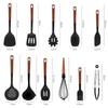 Multi-Color Silicone Wooden Handle Kitchenware Set Non Stick Pot Spatula And Spoon Cooking Utensils, Heat-Resistant