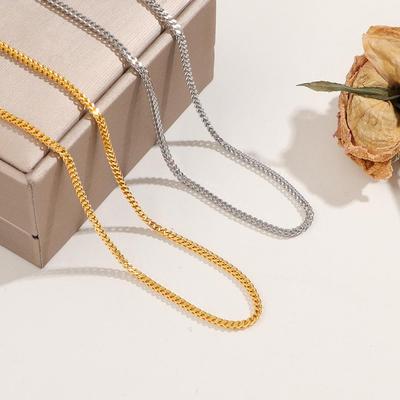 Europäisch & Amerikanisch Minimalistischer Farbbeständiger Titanstahl Halskette - Modischer Leichter Luxus Geflochtene Zweiseitige Kette Choker