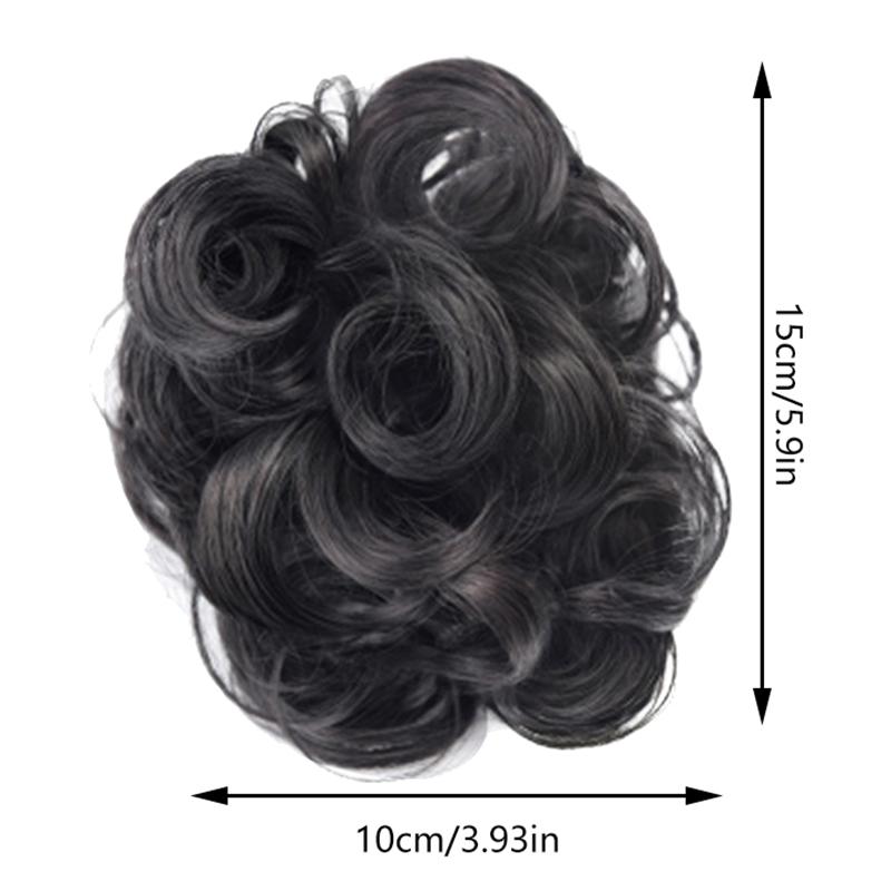 Synthetic Hair Bun Lifelike Messy Curly Wig Flower Bud Gripping Clip Elastic Women False Hair Pieces High Temperature Silk