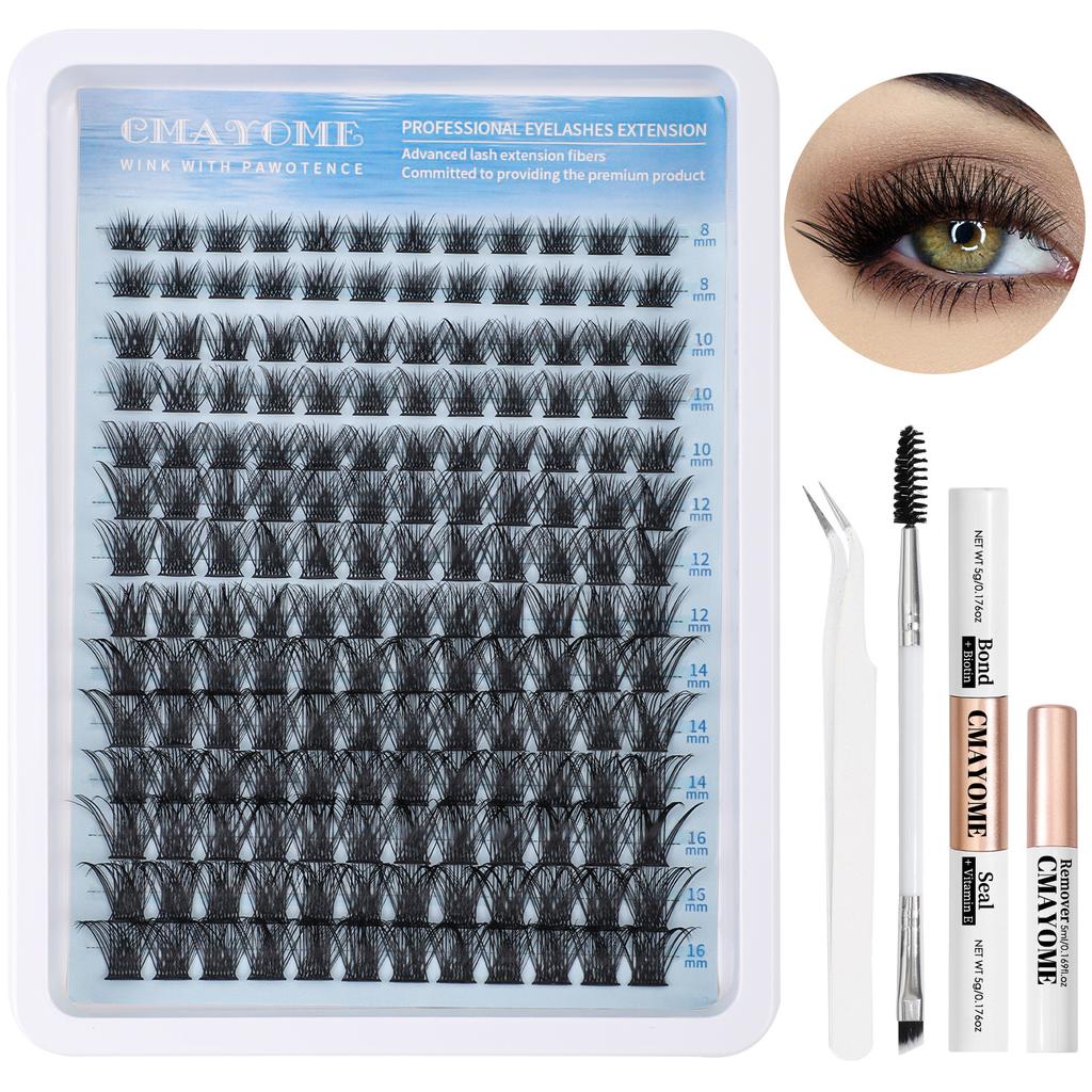 Single Cluster C Curved Multi-Hair False Eyelash Set 8-18Mmdiy Segmented Grafting Thick Eyelashes
