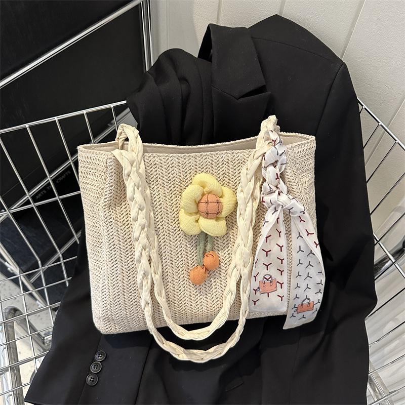 Summer Rattan Woven Tote Bag Large Capacity Casual Handbag for Women 2026 New Fashion CLE