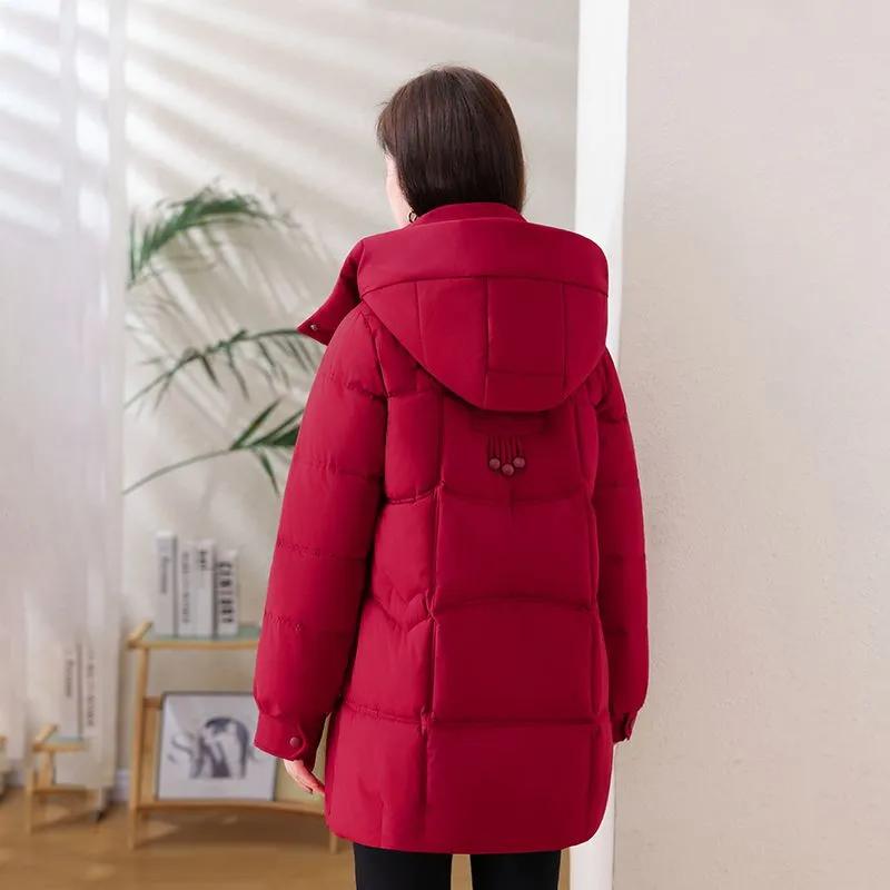 Down Padded Jacket Women's Winter Mid-length Padded Jacket Loose Thick Warm Fashion Padded Jacket Cold-proof Jacket