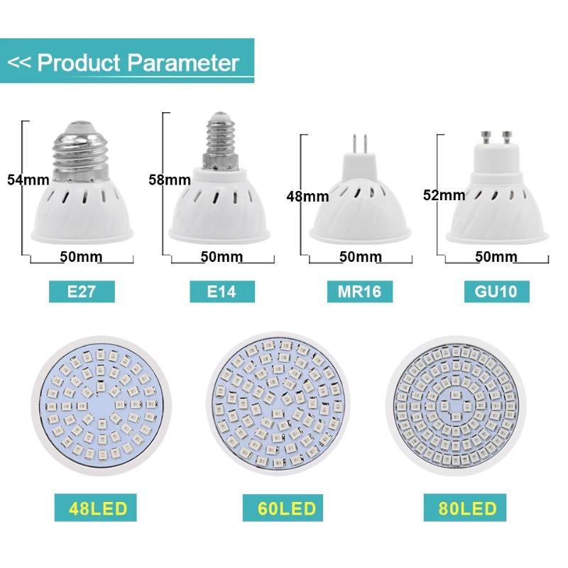 Żarówka LED do uprawy 220V E27 60 80LED Pełne spektrum LED Roślina Szklarnia Hydroponika Światło wzrostu Roślina wewnętrzna Fito Lampa kwiatowa