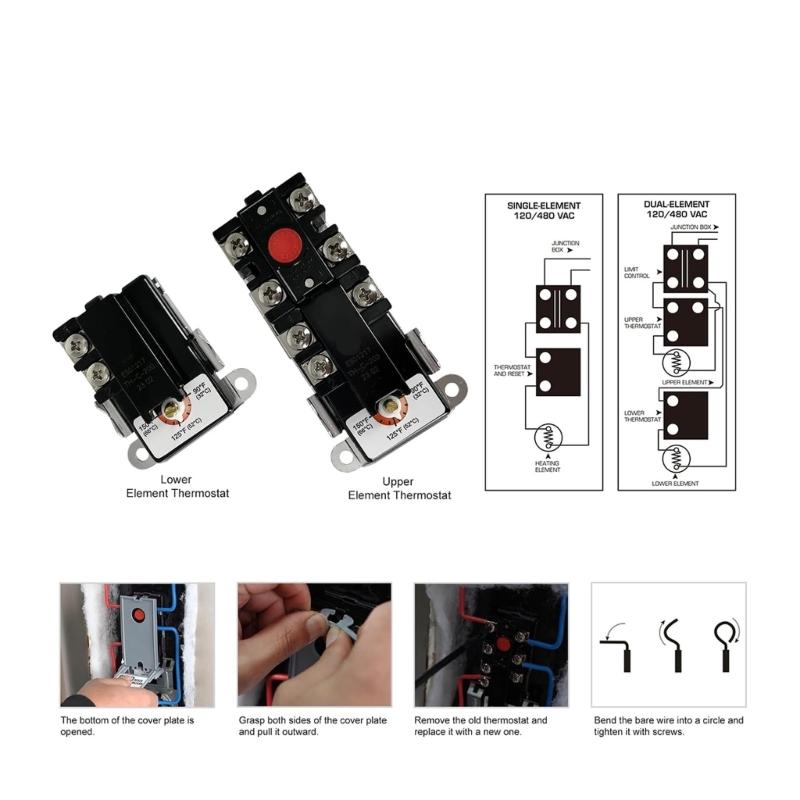 Upper and Lower Thermostat SP210245 Electric Water Heater Thermostat Temperature Controller for Double Element Heater