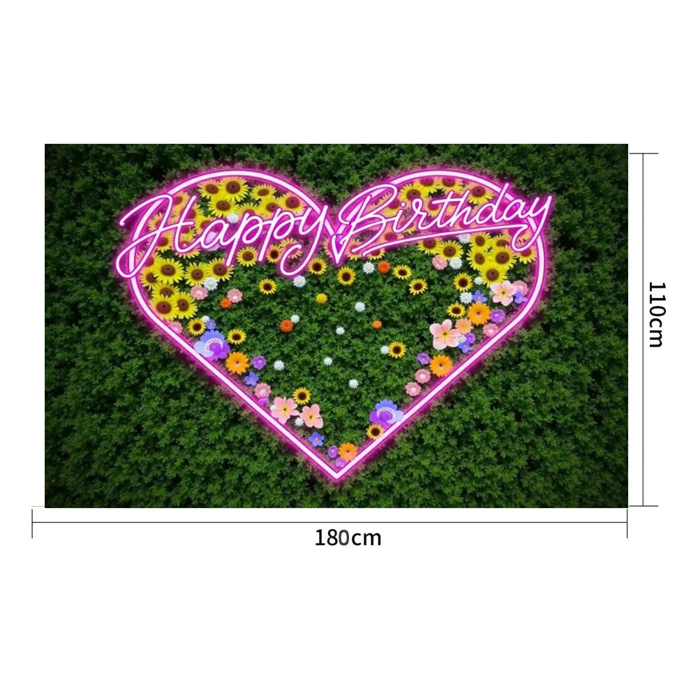 

Неоновые цветочные розовые сердечки тема С Днем Рождения Баннер Торт Неоновый светящийся в темноте Фон для вечеринки Фотография Девушка Настенные принадлежности