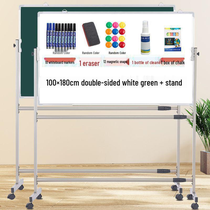 Mobile Double-Sided Magnetic Whiteboard and Chalkboard