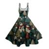 Women's Christmas Print Casual Fashion Round Neck Mid-Length Dress