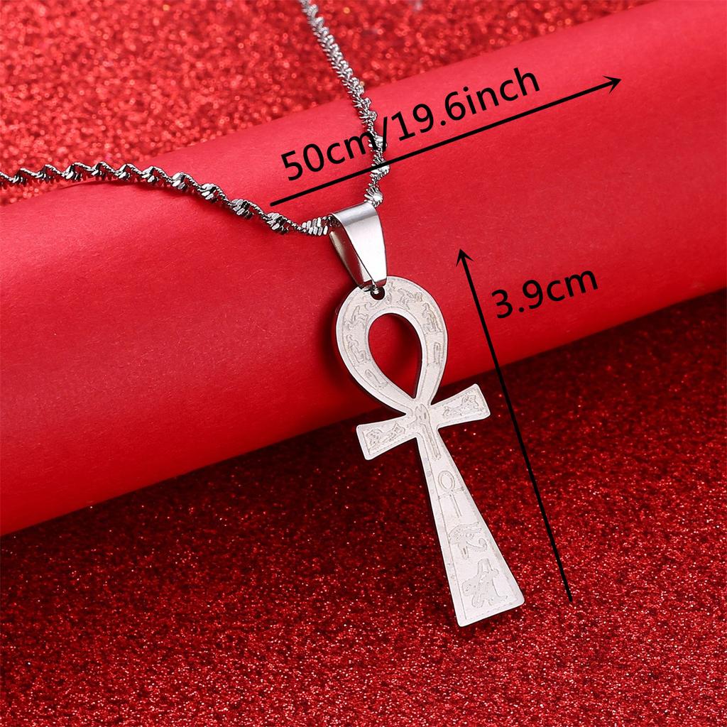 Stainless Steel Egyptian Ankh Cross Ancient Symbol Of Life Egypt Eye Neckalce Pendant Jewelry