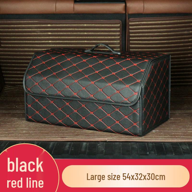 Trunk Storage Box: Multifunctional Folding Car Organizer with Logo-Printed Leather