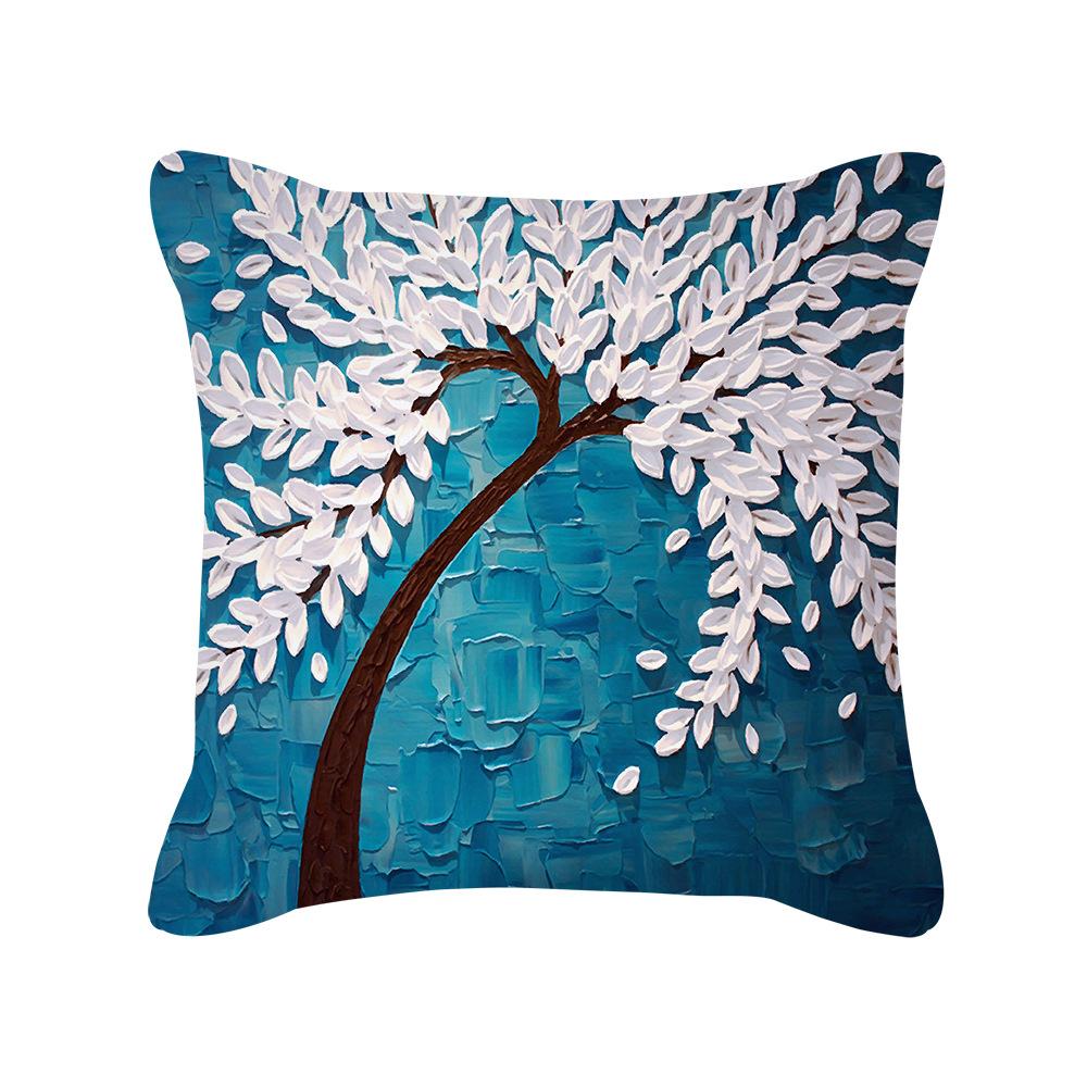 Ins Nordic Oil Painting Color Tree Sofa Pillow Cover Cushion Cushion Cover New Household Products