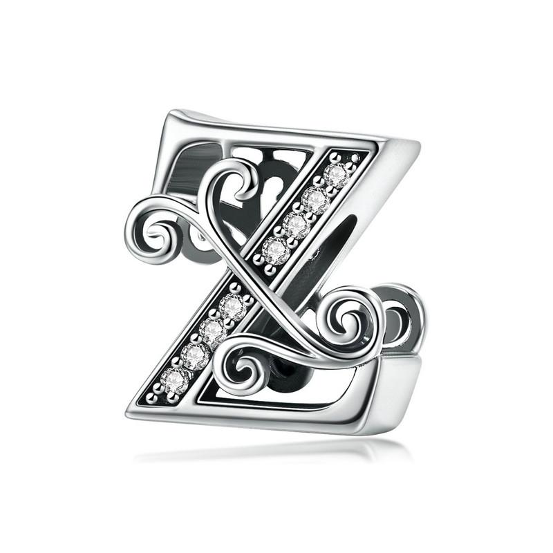 bamoer Funny 925 Silver DIY Letter Alphabet Metal Beads fit for Silver 925 Bracelet Heart Pattern Charms DIY
