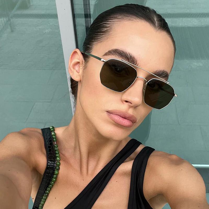 Metal Square Sunglasses Men Women Uv400 Antiglare Driving Outdoor Fashion Accessory For Travel