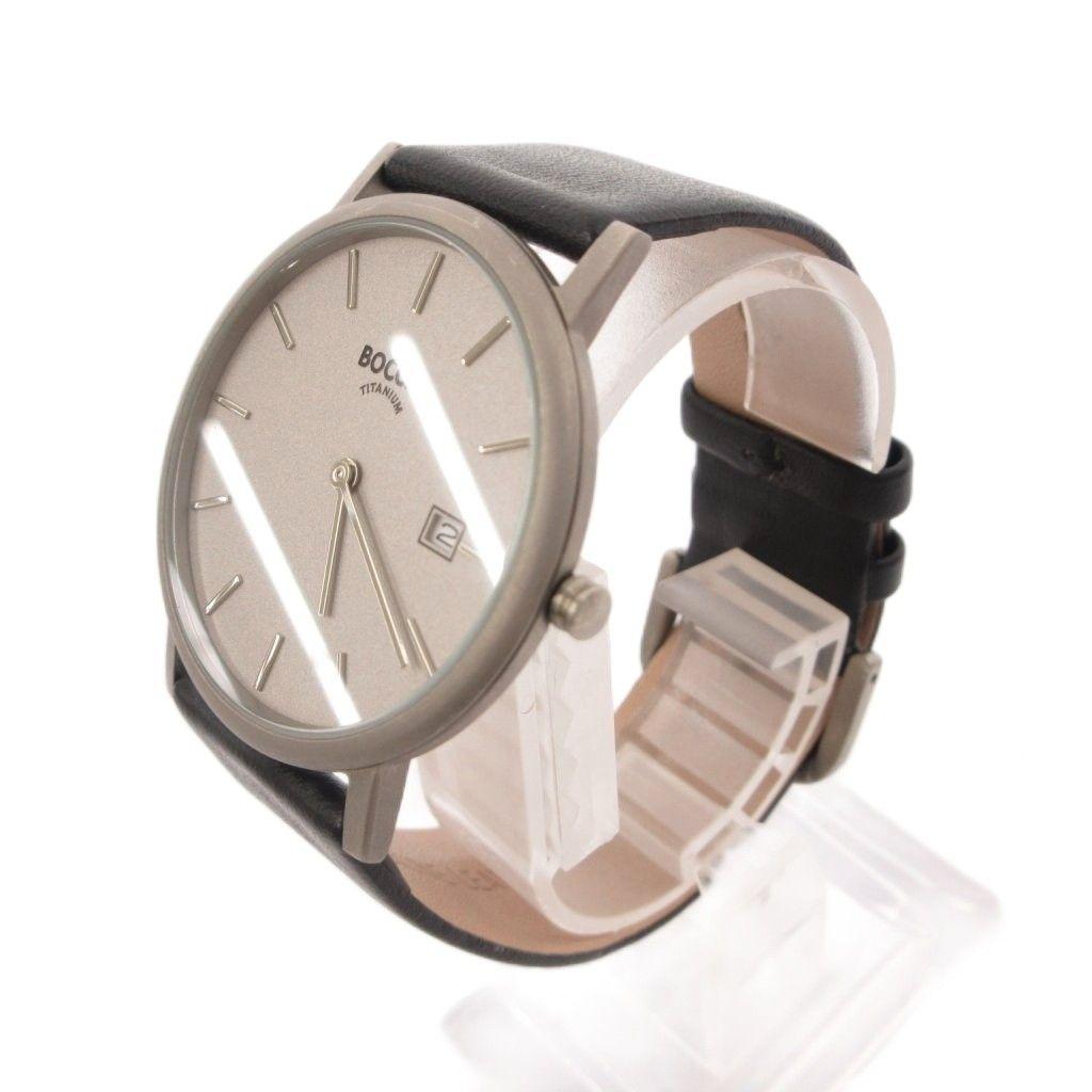 Used BOCCIA Titanium Watch 3547-01 Quartz Analog with Calendar Titanium Dial Gray Black /TQ
