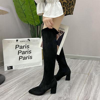 Coarse Heel Boots Women's Boots Over Knee Boots High Heel Boots Skinny Boots Elastic Boots 2025 New Autumn and Winter