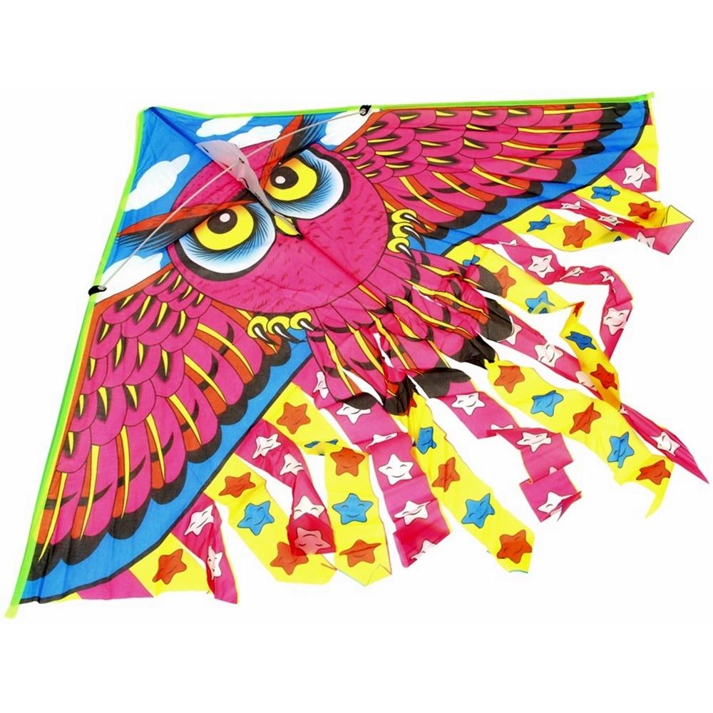 Kite for Children with a Handle for Playing in the Garden in the Wind Owl 95 cm