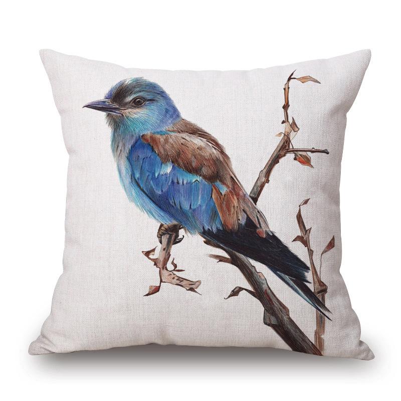 European Bee Eater Roller Bird Goldfinch Black Headed Bunting Kingfisher Drawing Print Decorative Cushion Cover Pillow Case