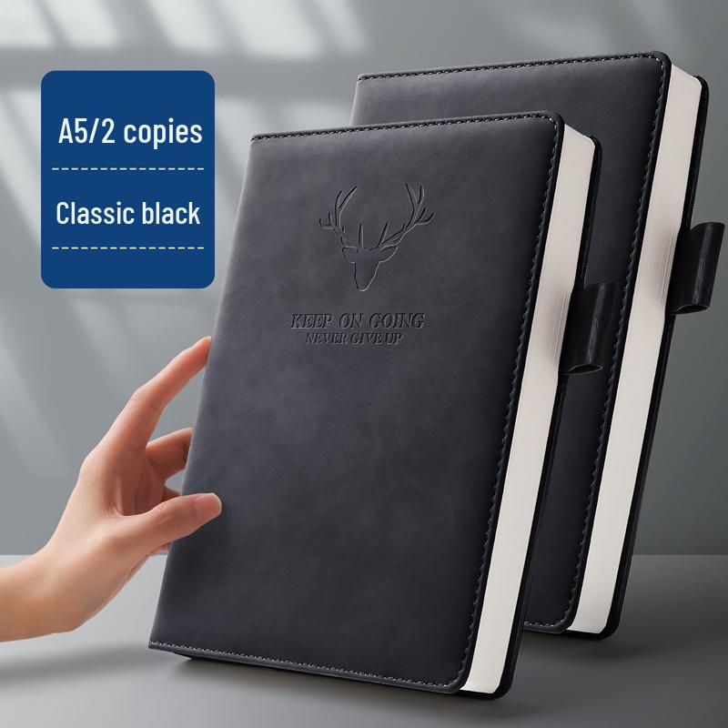 Soft Leather Business Notebook for Meetings & Notes - Thickened Cover
