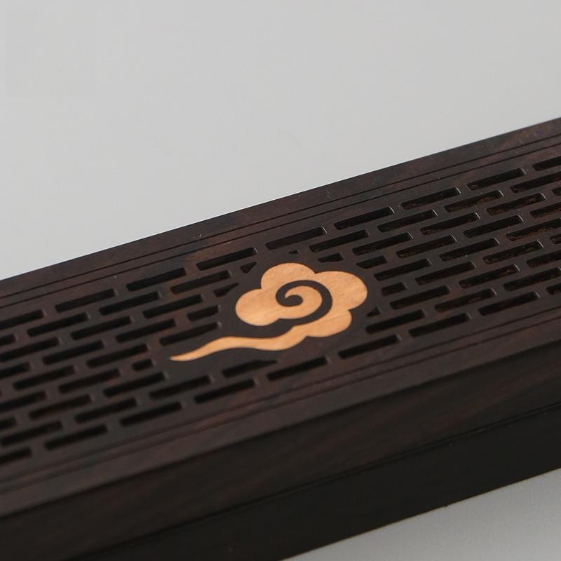 Ebony Lying Incense Box Wooden Line Incense Box Sandalwood Burner Line Incense Plug Red Light Sandalwood