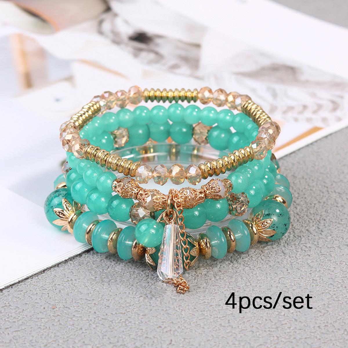 

JYL TS Bracelet Bohemian Four-Strand Elastic Brings Elegance & Fortune Kong Lu істинно блакитний колір