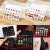 24Pcs Christmas Earrings Set For Women Small Shiny Zircon Xmas Tree Santa Claus Snowflake Earring Party Jewelry Accessories Gift