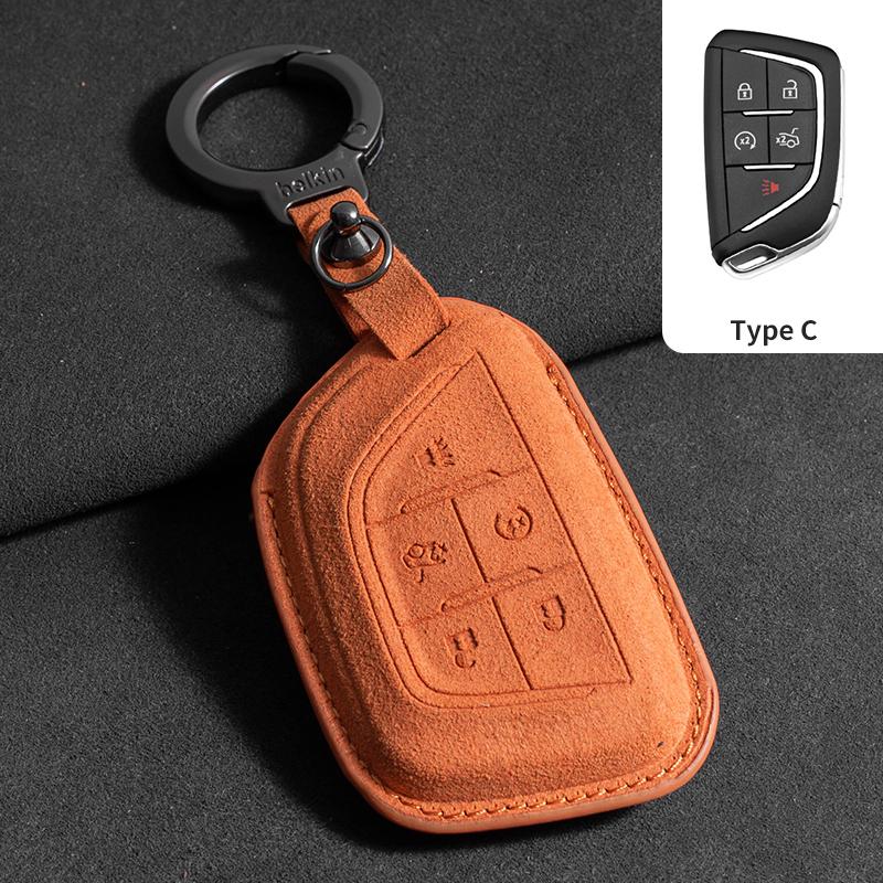 Suede Car Key Case Cover For Cadillac Escalade ESV SRX STS XT4 CT4 CT5 ATS CT6 CTS DTS XT5 Car Key Protective Shell Accessories