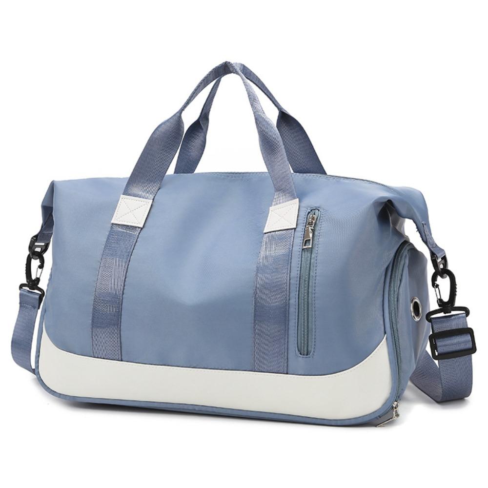 

Nylon Yoga Training Bag Large Capacity Travel Tote Bag Solid Color Sports Fitness Bag Unisex синий