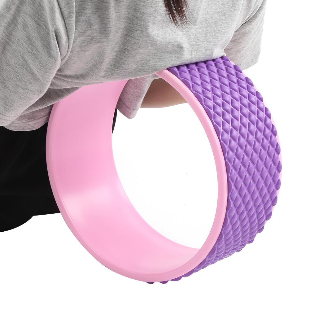 Sports Yoga Wheel Back Pain Massage Yoga Roller for Stretching Backbend Pink Rose Red