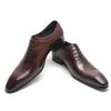 Fashion Men's Dress Shoes Leather Formal Business Oxford Derby Shoes Brogue Retro Dress Shoes for Men Wedding Fashion Coffee Oxfords