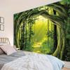 Enchanted Forest Arch Window Tapestry - Magical Nature View Wall Hanging for Room Decor
