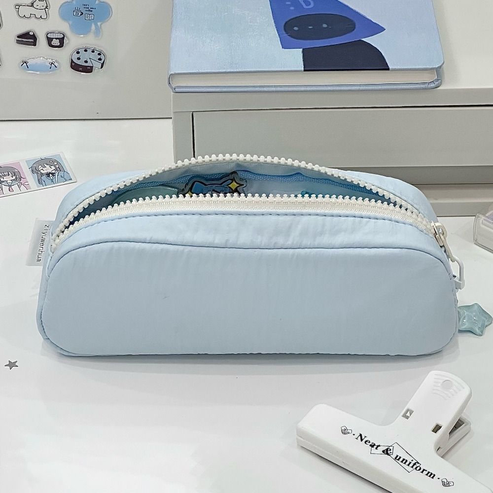 Soft Touch Pencil Case Portable Pen Pouch Simple Stationery Organizer  Back To School