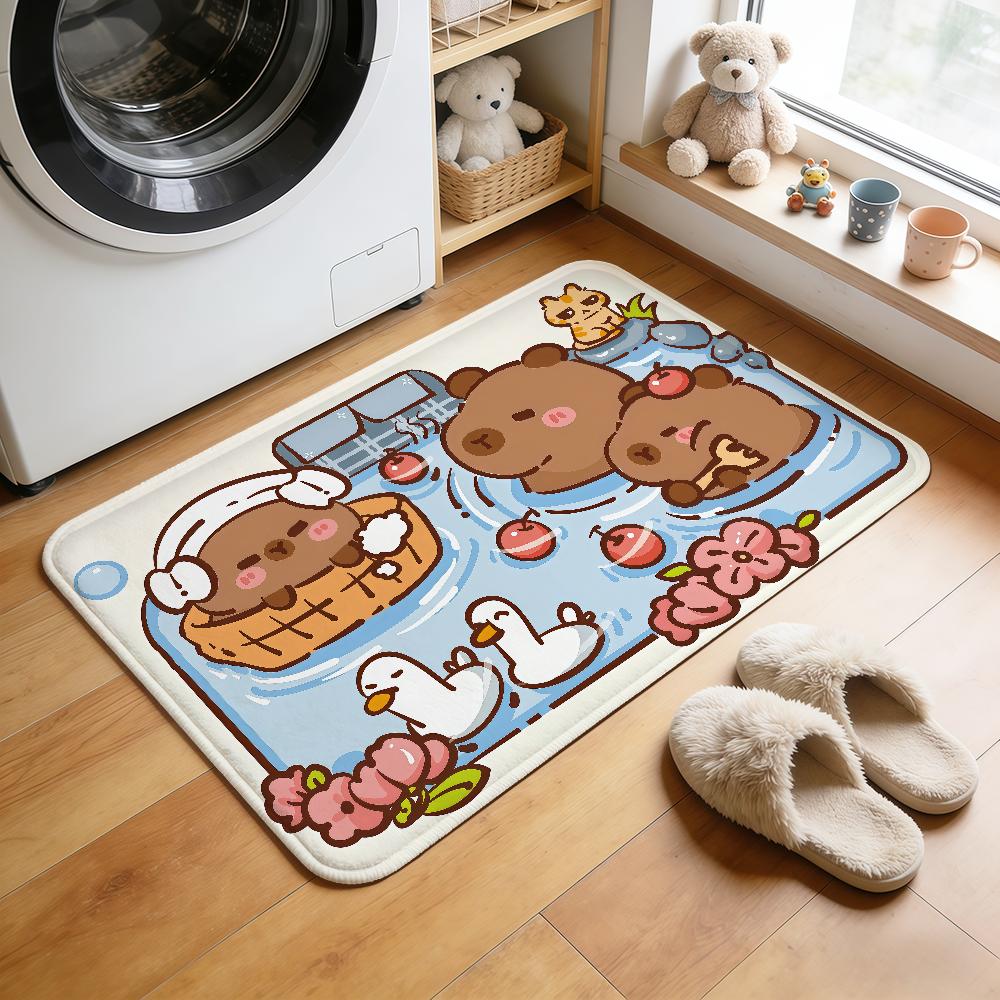 cartoon cute funny art Capybara hogar Bedside Rug Kitchen Bath Floor Mat Hallway Balcony Carpet Entrance Doormat Decor Home
