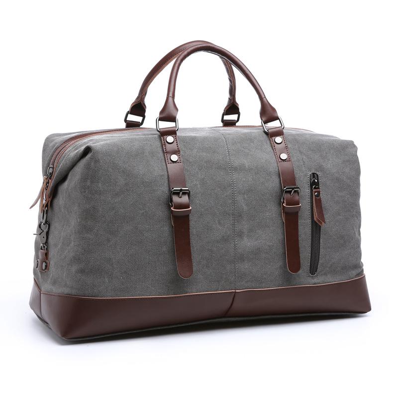 Canvas Leather Travel Carry On Luggage Duffel Travel Tote Large Weekend Overnight Male Bag